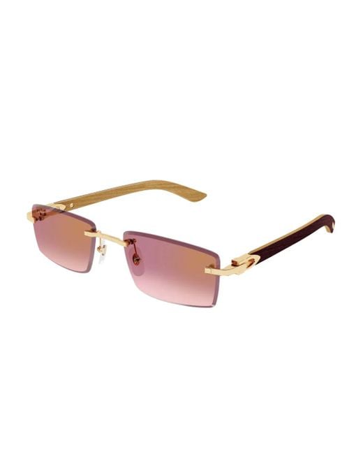 Cartier Pink Rectangle-Frame Sunglasses
