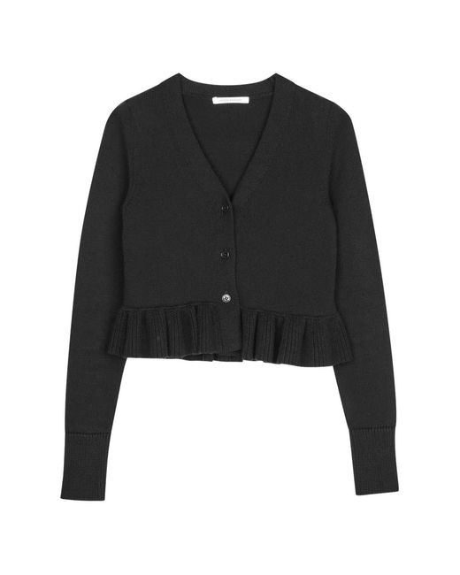 CECILIE BAHNSEN Black Prisca Ruffled Cardigan