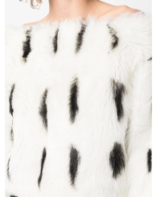 Balmain White Shearling Boat-Neck Top