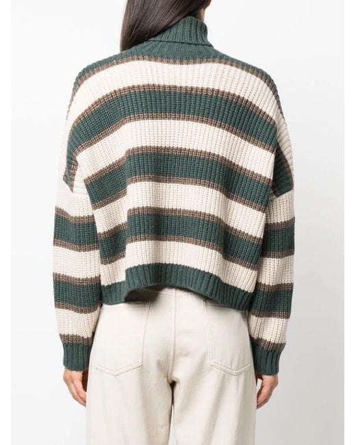 Brunello Cucinelli Natural Striped Turtleneck Sweater