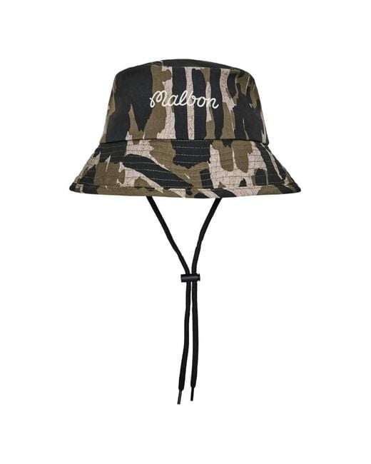 Malbon Golf Black Camouflage-Pattern Bucket Hat for men