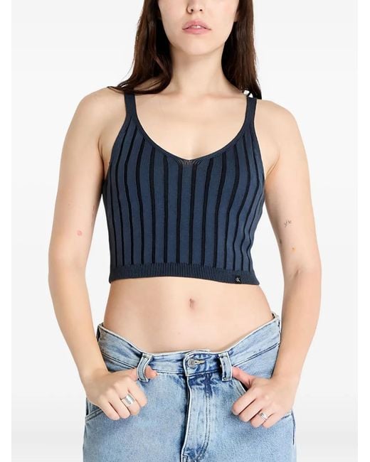 Calvin Klein Blue Striped V-Neck Tank Top