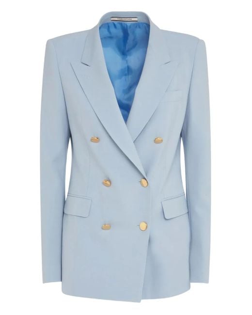 Tagliatore Blue Double-Breasted-Button Blazer