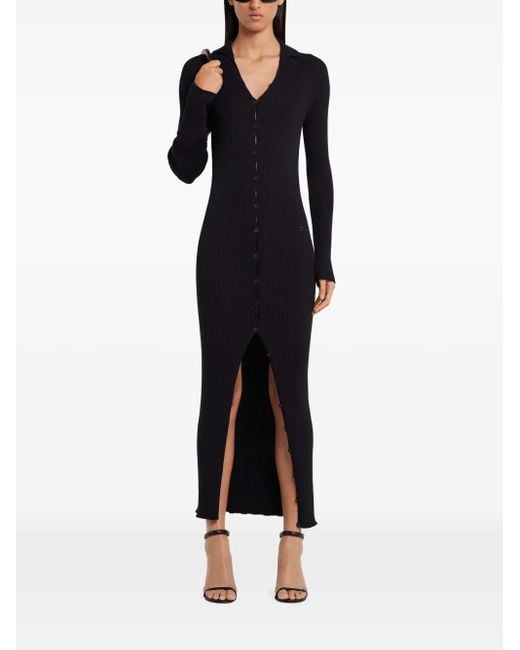 Courreges Black Button-Down Midi Dress