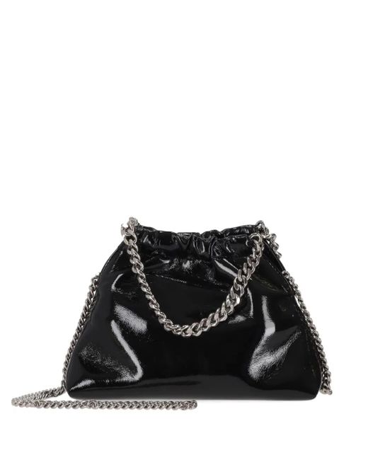 Stella McCartney Black Falabella Mini Drawstring Bag Crinkled Patent Alter Mat
