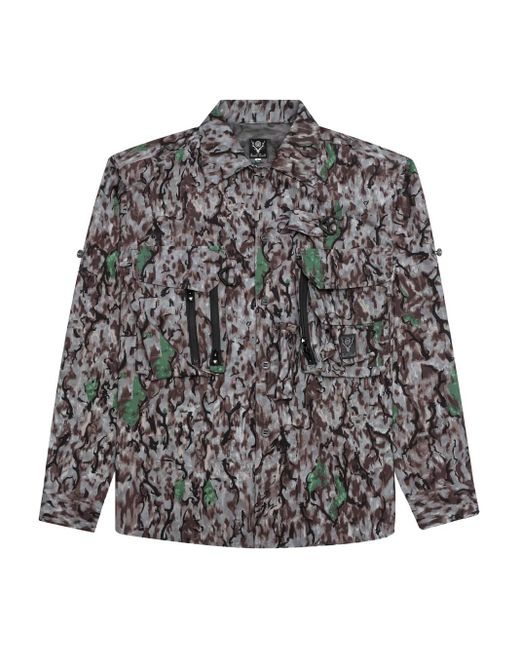 South2 West8 Hemdjacke mit Reißverschluss in Gray für Herren