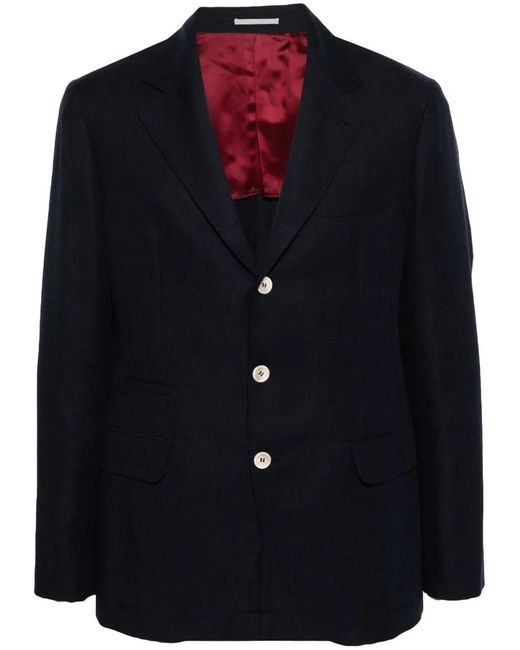 Brunello Cucinelli Black Single-Breasted Blazer for men