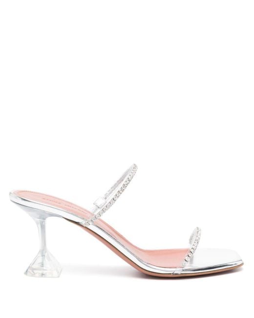 AMINA MUADDI White Silver Gilda 70 Crystal Sandals