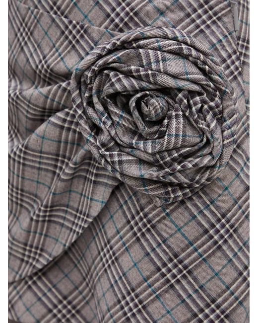 Ambush Black Rose-Appliqué Plaid Skirt