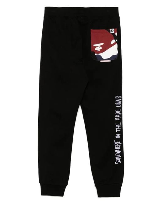 Aape By A Bathing Ape Black Logo-Patch Track Pants for men