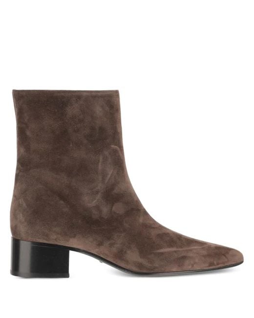 Khaite Brown Leather Ankle Boots