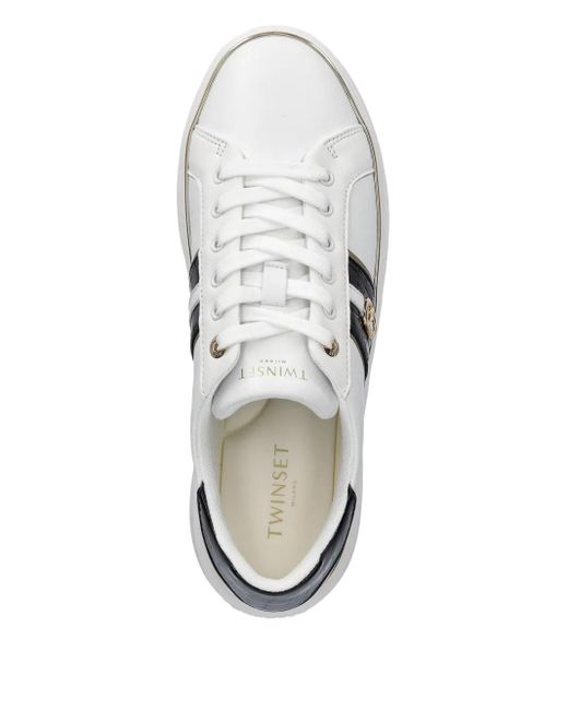 Twinset White Logo-Plaque Sneakers