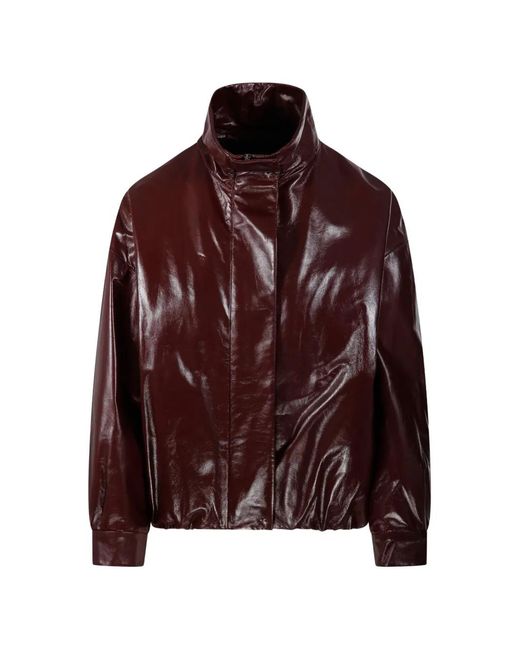 Salvatore Santoro Brown High-Neck Elasticated-Hem Jacket