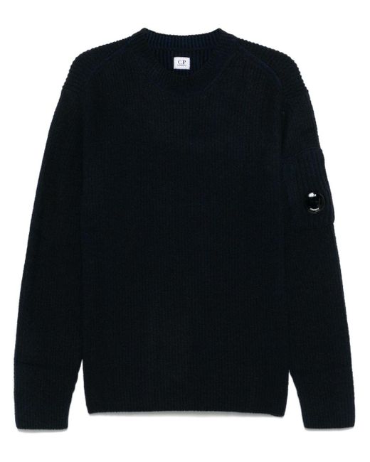 C P Company Blue Vanisé-knit Crew-neck Sweater for men