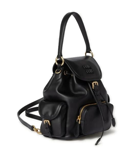 Miu Miu Black Multi-Pocket Leather Backpack