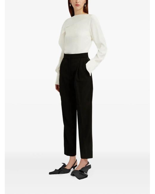 Erdem Black Pleated Straight Trousers