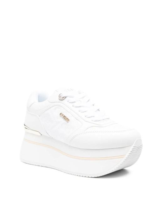 Guess White Platform Logo Sneakers