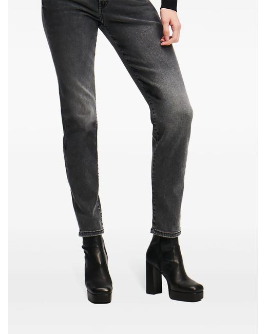 Karl Lagerfeld Gray Halbhohe Slim-Fit-Jeans
