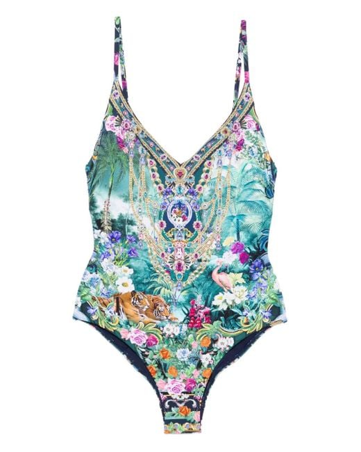 Camilla ビジュートリム ワンピース水着 Blue