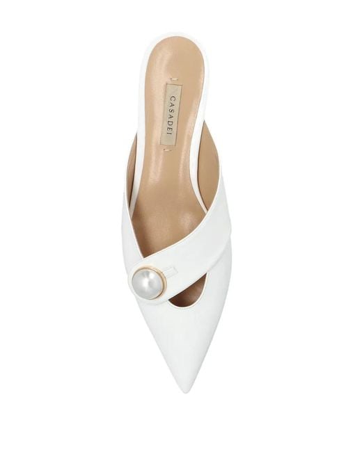 Casadei White Blade Mules