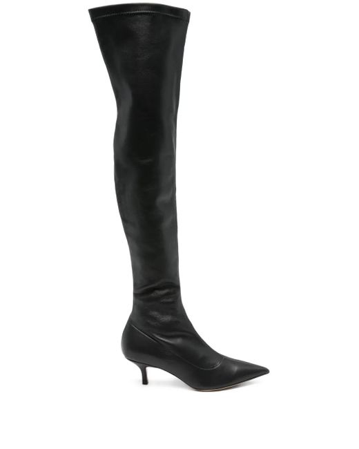 P.A.R.O.S.H. Black 60Mm Pointed-Toe Knee-High Boots