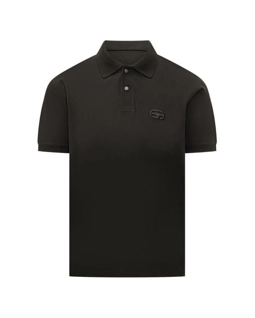 Emporio Armani Black Logo Cotton Polo Shirt for men