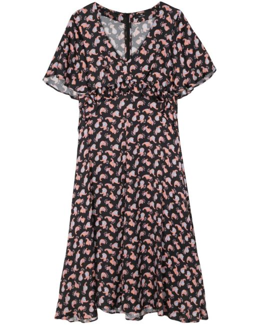 PS by Paul Smith Black Abstract-print Flared Dress
