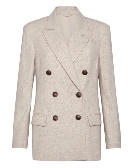 Brunello Cucinelli Natural Wool And Cashmere Twill Flannel Blazer