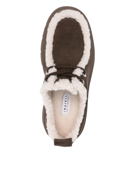 Inuikii Brown Mocabee Curly Shearling-Trimmed Derby