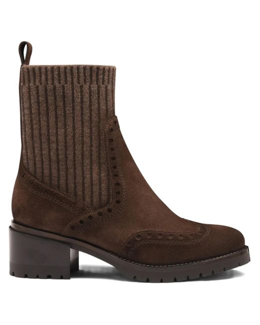 Santoni Brown Suede Wingtip Boots