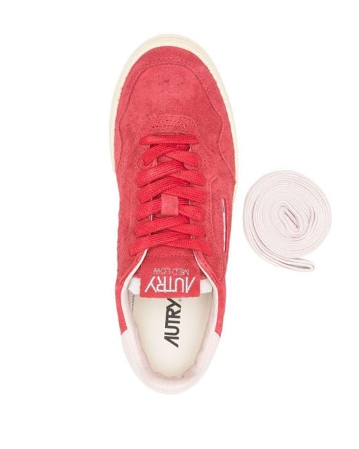 Autry Pink Medalist Suede Sneakers