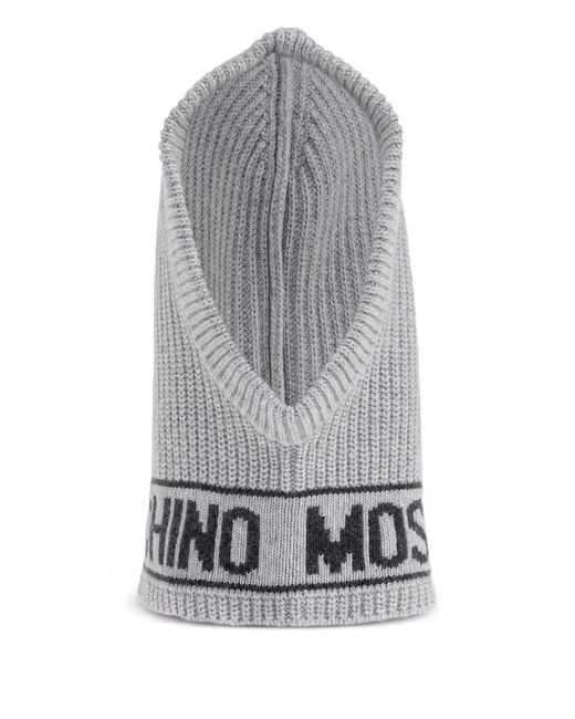 Moschino Gray Logo-Band Balaclava
