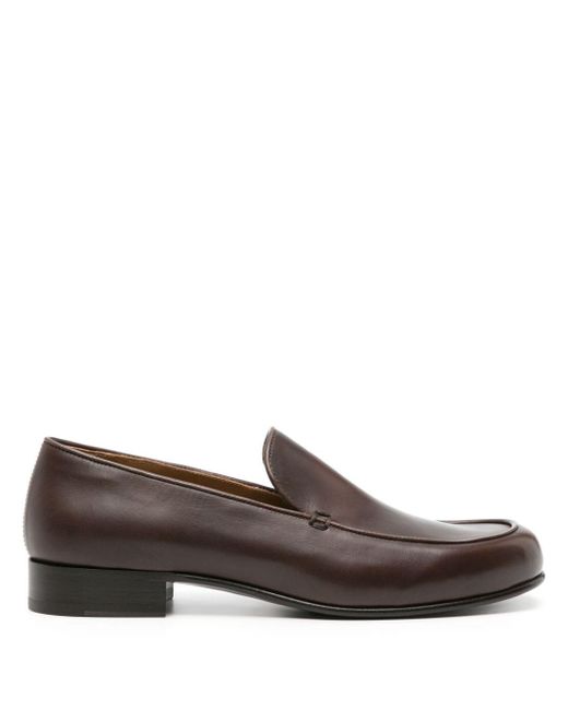 The Row Brown Flynn Leather Loafers