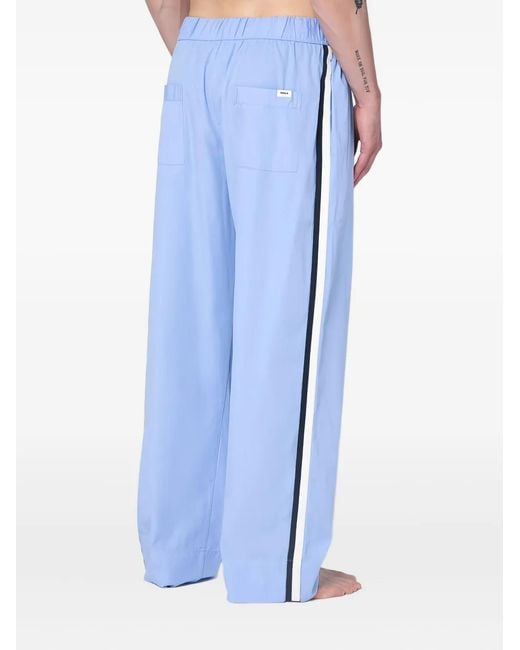 Tekla Blue Logo-Patch Tie-Waist Pajama Pants for men