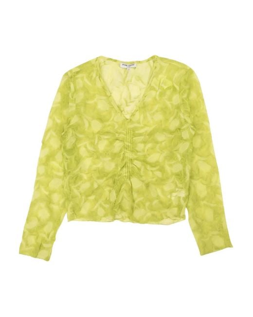 Opening Ceremony Yellow Crinkle-Effect Long-Sleeve Blouse