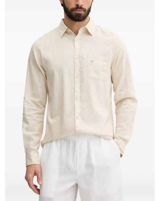 Guess Overhemd Met Logopatch in het White voor heren