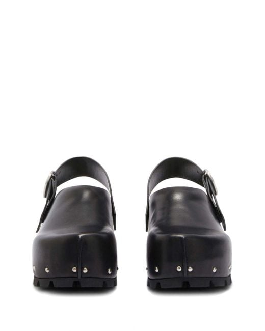 Jil Sander Black Stud-Embellished Leather Clogs