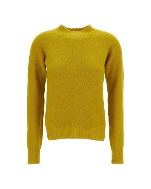 Drumohr Yellow Mock-Neck Raglan-Sleeve Sweater