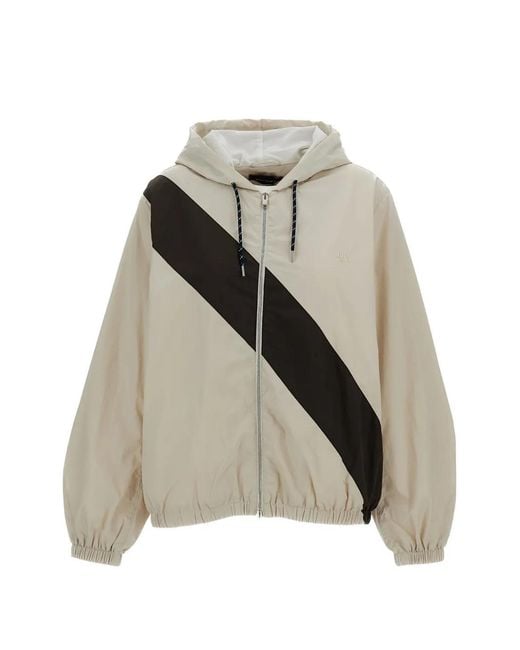 Wales Bonner White Diagonal-Stripe Hooded Jacket