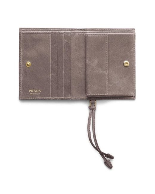 Prada Gray Small Leather Bifold Wallet
