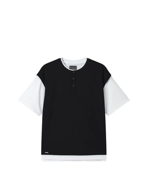 Musium Div. Black Button Layered T-Shirt for men