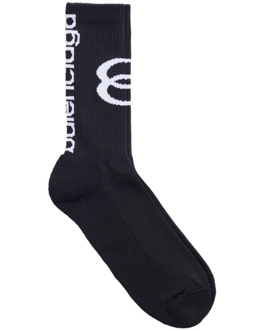 Balenciaga Black Unity Sports Icon Ribbed-knit Socks