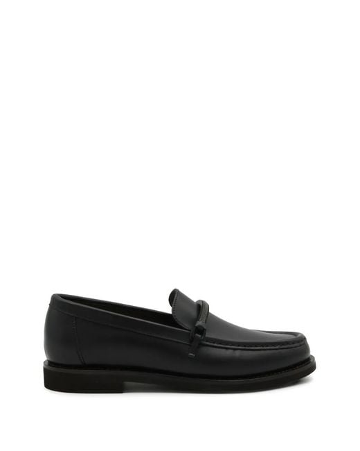 Brunello Cucinelli Black Monili Leather Loafers