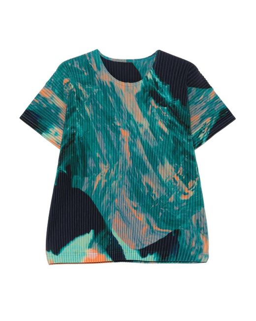 HOMME PLISSÉ ISSEY MIYAKE AGATE green Homme Plissé Issey Miyake Men's Green Agate-Print Pleated T-Shirt