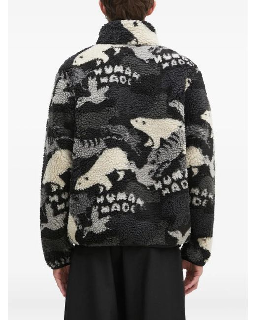 Human Made Polar-Bear Fleece Jacket in Black for Men | Lyst