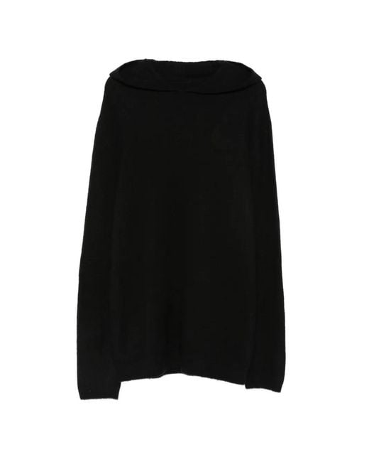 Rick Owens Black Knitted Hooded Sweater for men