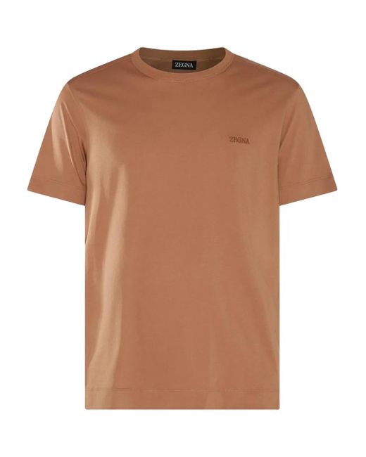 Embroidered-logo T-shirt Zegna de hombre de color Brown