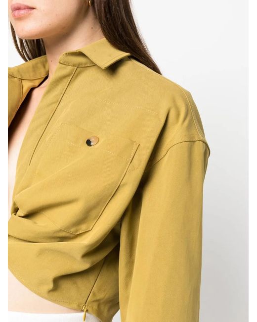 Off-White c/o Virgil Abloh Yellow Twist-front Cropped Cargo Shirt