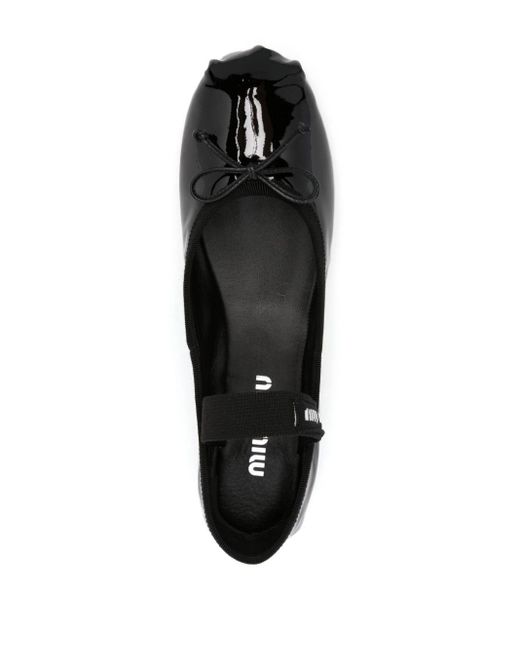 Miu Miu Black Logo-band Ballerina Shoes