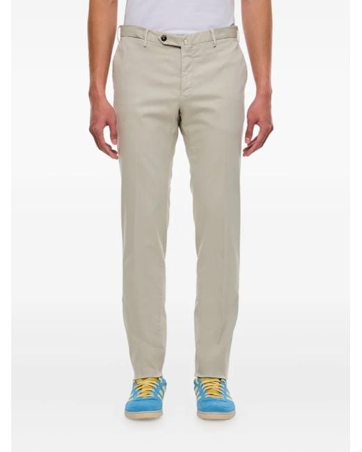 PT Torino Regular Broek Van Stretch-Katoen Met Platte Voorkant in het Natural voor heren
